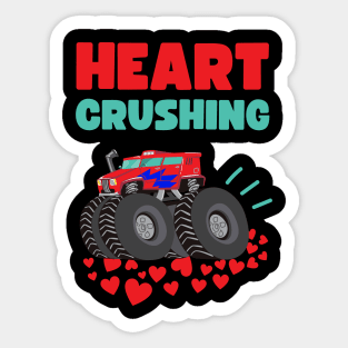Kids and Toddlers Monster Truck Heart Crushing Valentines Day Sticker